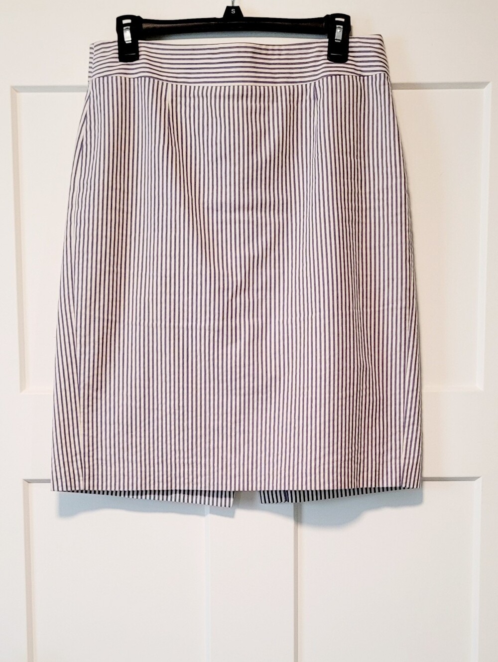 Banana Republic Womens Cotton Seersucker Pin Stripe Blue Pencil Skirt 6 Coastal